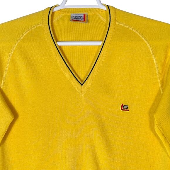 VTG‎ Pierre Sangan Sportz Sweater Mens L Knit V-Neck Retro Sport Ivy League Prep - Picture 1 of 8